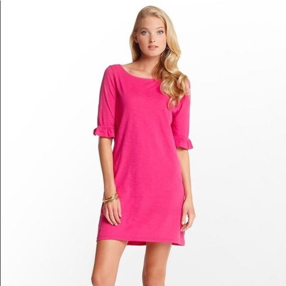 LILLY PULITZER 🌷 Pink Dress Ruffle Sleeves XSmall